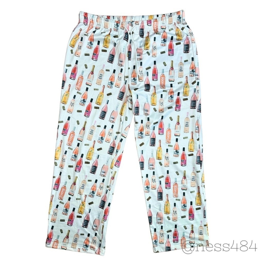 The PJ Bar by The Paisley Box Pajama Pants Women's‎ Wine Bottle Print XL NWT